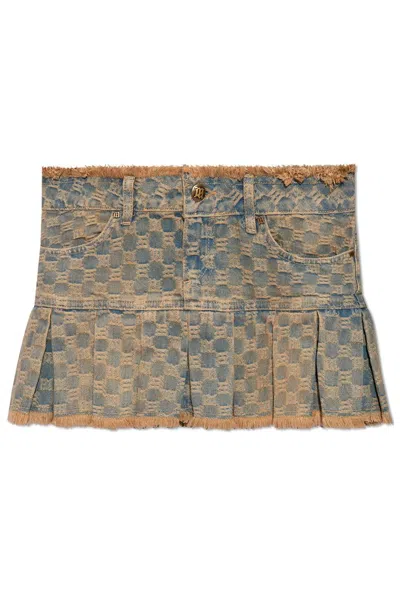 Misbhv Monogrammed Denim Skirt In Multi