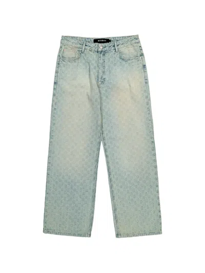Misbhv Monogram-pattern Jeans In Blue