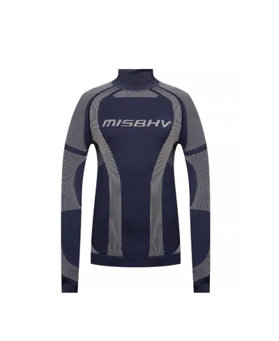Misbhv Logo Printed Turtleneck Top In Blue