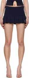 Misbhv Navy Varsity Pleated Miniskirt In Navy