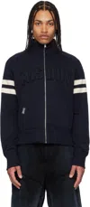Misbhv Navy Zuma Zip Up Sweater In Navy