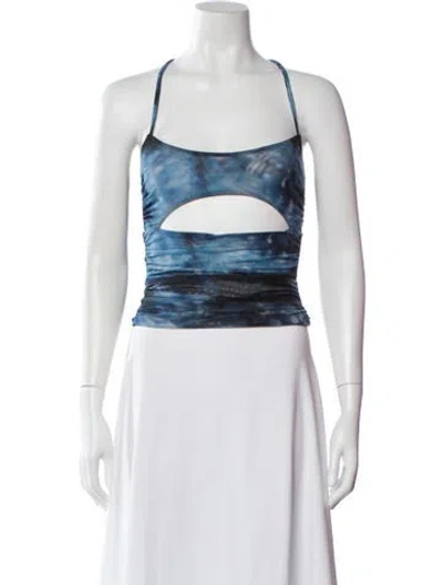Pre-owned Misbhv Nylon Tie-dye Print Crop Top In Blue