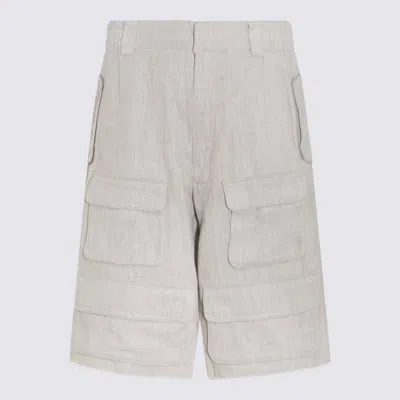 Misbhv Off White Linen Blend Cargo Shorts In Beige