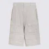 Misbhv Off White Linen Blend Cargo Shorts In Beige