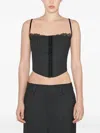 Misbhv Office Pinstripe Lace Corset Top In Black