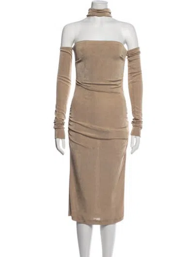 Pre-owned Misbhv Off-the-shoulder Midi Length Dress In Neutrals