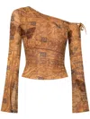Misbhv Brown Goa Mesh Off-shoulder Longsleeve T-shirt In Brown