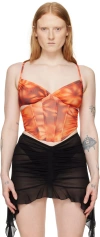 Misbhv Orange Printed Corset In Orange