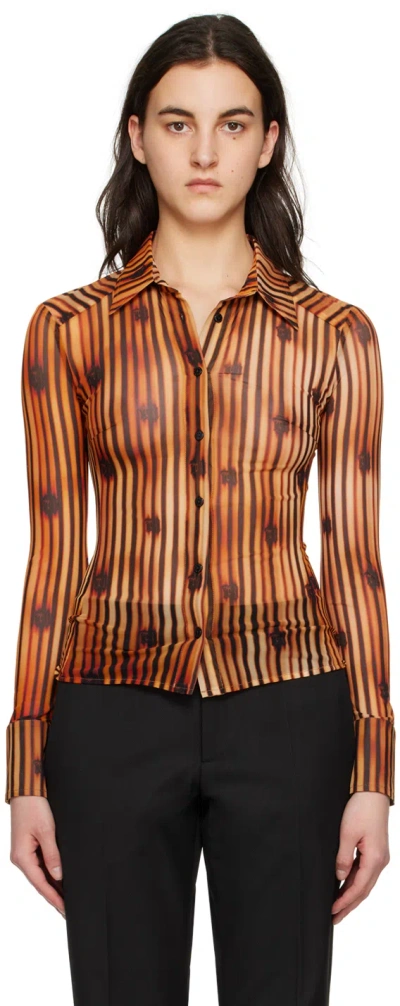 Misbhv Orange Striped Shirt In Mlc