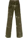 Misbhv Paint-splatter Corduroy Trousers In Green