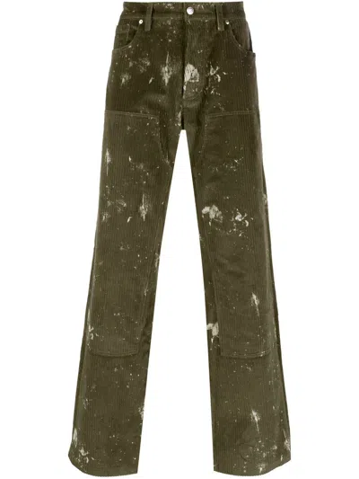 Misbhv Paint-splatter Corduroy Trousers In Green