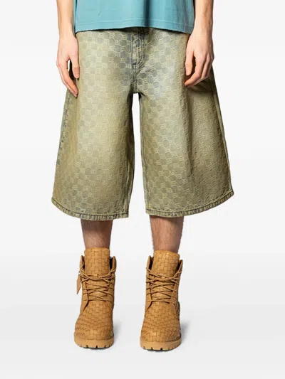 Misbhv Patterned Denim Shorts In Neutral