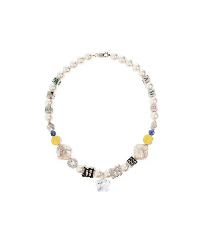 Misbhv Pearl Logo-charm Detail Necklace In White