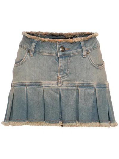 Misbhv Denim Pleated Mini Skirt In Pink