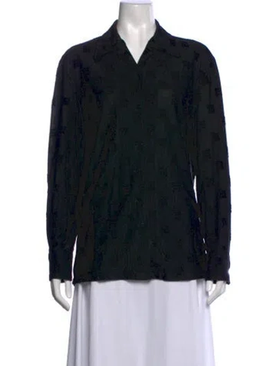 Pre-owned Misbhv Printed Long Sleeve Button-up Top In Black