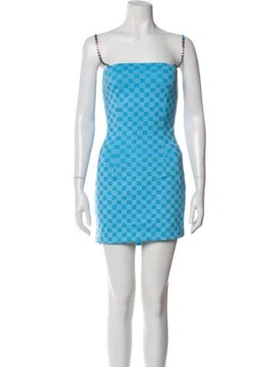 Pre-owned Misbhv Printed Mini Dress In Blue