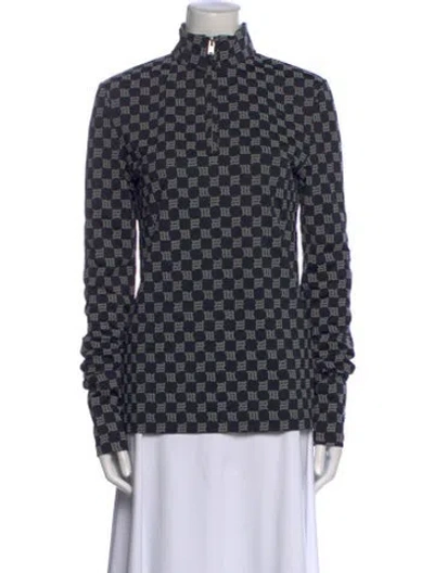 Pre-owned Misbhv Printed Mock Neck Blouse In Black