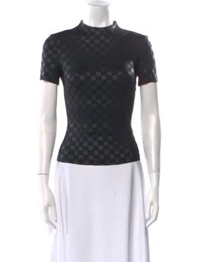 Pre-owned Misbhv Printed Mock Neck Top In Black