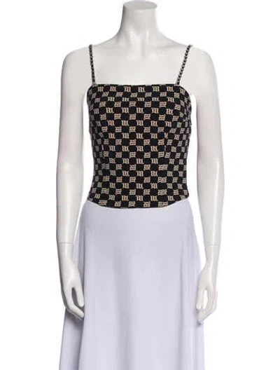 Pre-owned Misbhv Printed Square Neckline Crop Top In Black