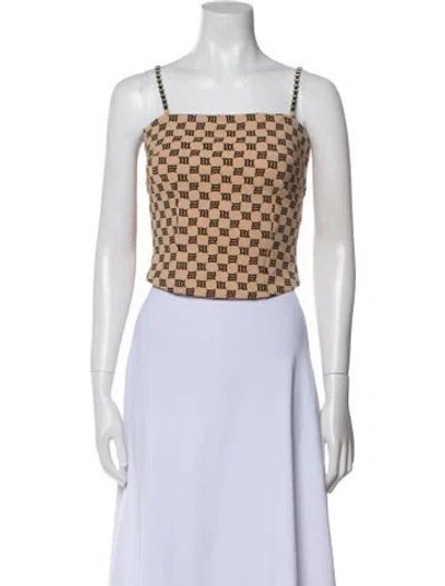 Pre-owned Misbhv Printed Square Neckline Crop Top In Neutral