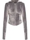 Misbhv Rhinestone-logo Cropped Hoodie In Grey