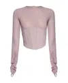 Misbhv Round-neck Long-sleeved Blouse In Nude