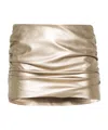 Misbhv Ruched Metallic Miniskirt In Nude
