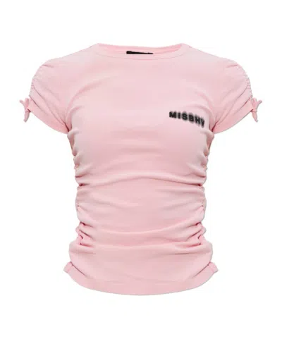 Misbhv Ruched-detail T-shirt In Pink