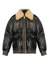 Misbhv Shearling-collar Pocket Jacket In Black
