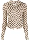 Misbhv Monogram-print Zip-up Top In Beige