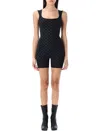 Misbhv Monogram Pattern Fitted Sleeveless Jumpsuit In Black