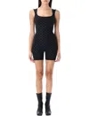 Misbhv Monogram Pattern Fitted Sleeveless Jumpsuit In Black