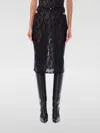 Misbhv Black Lace Cut Out Midi Skirt In Schwarz