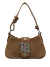 Misbhv Small Brown Suede Handbag With Adjustable Strap In Brown