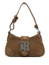 Misbhv Small Brown Suede Handbag With Adjustable Strap In Brown