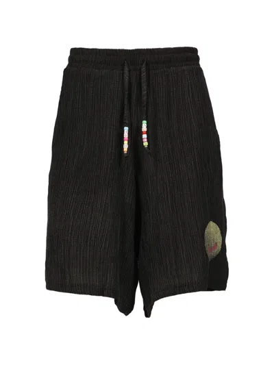 Misbhv Smile Crinkled-effect Shorts In Black