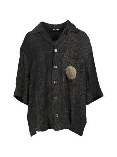 Misbhv Smile Crinkled-finish Shirt In Black
