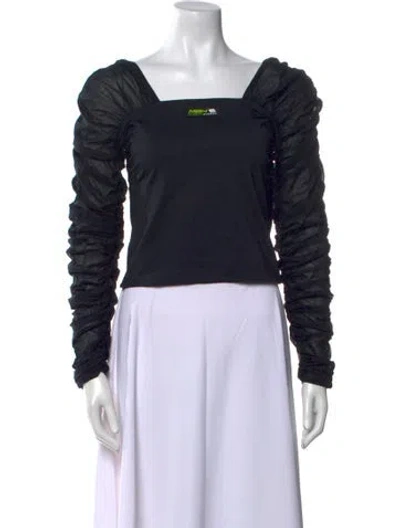 Pre-owned Misbhv Square Neckline Long Sleeve Crop Top In Black