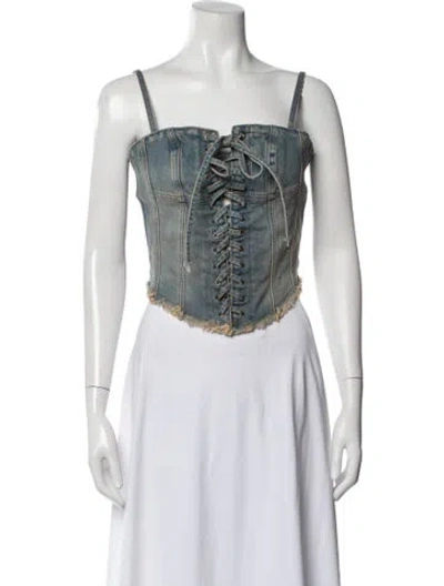 Pre-owned Misbhv Square Neckline Sleeveless Crop Top In Black