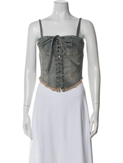 Pre-owned Misbhv Square Neckline Sleeveless Crop Top In Black