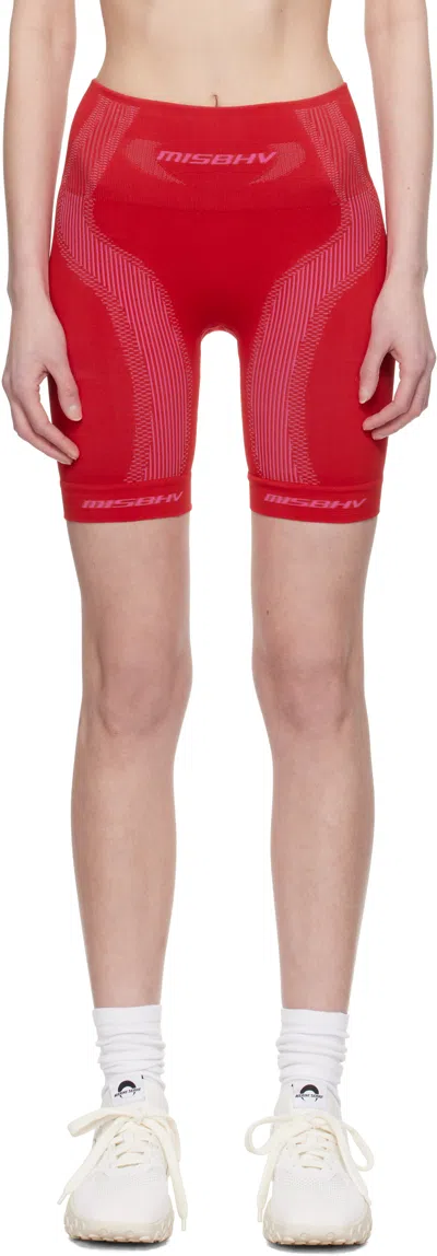 Misbhv Ssense Exclusive Red Biker Sport Shorts In Coral Red