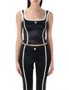 Misbhv Black Satin Top With Logo In Black