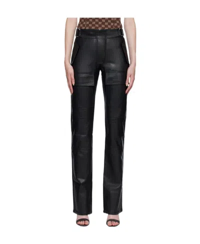 Misbhv Straight Leg Faux-leather Trousers In Black