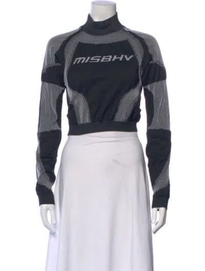 Pre-owned Misbhv Striped Mock Neck Crop Top In Black