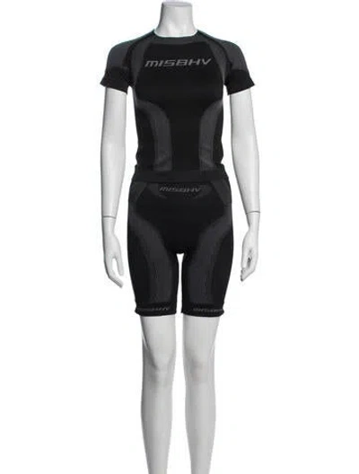 Pre-owned Misbhv Striped Short Set In Black