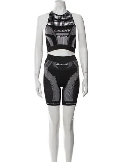 Pre-owned Misbhv Striped Short Set In Black