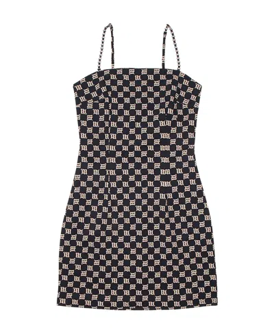 Misbhv Black Monogram Minidress In Black/ Beige
