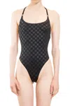 Misbhv Black Signature Monogram One-piece Swimsuit In Black