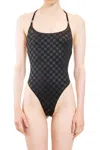 Misbhv Black Signature Monogram One-piece Swimsuit In Black