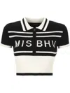 Misbhv Black Cotton Short Polo With White Logo In Multicolor